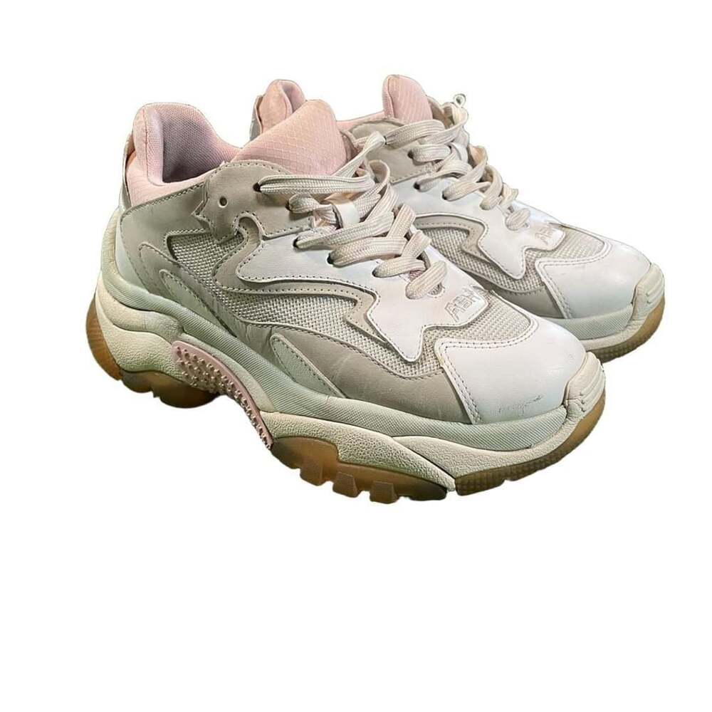Ash Addict Chunky Wedge Sneaker Pink White Mesh
